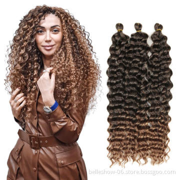 Deep Wave Ombre Color Crochet Braids 22inch Curly Synthetic Braiding Hair Extensions  deep twist Hair